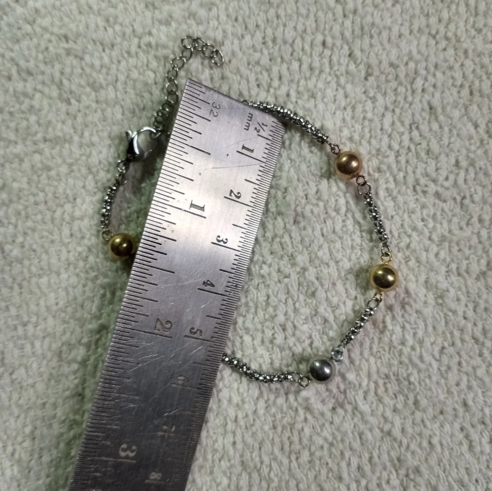 Goldtone silvertone bead chain bracelet